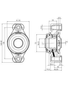 Bearing house XB2FC72(Blue)-SSB1 7/16"(Front)-OM(Blue)-OS(Blue)-EC 2