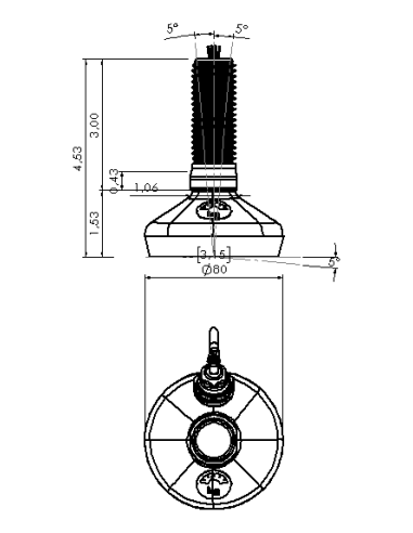 Machine foot HXW080-10-3-PR6211-31D1