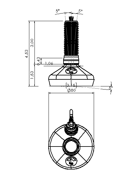 Machine foot HXW080-10-3-PR6211-51D1