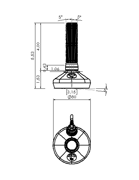 Machine foot HXW080-10-4-PR6211-31D1