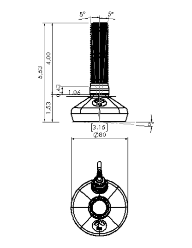 Machine foot HXW080-10-4-PR6211-32D1