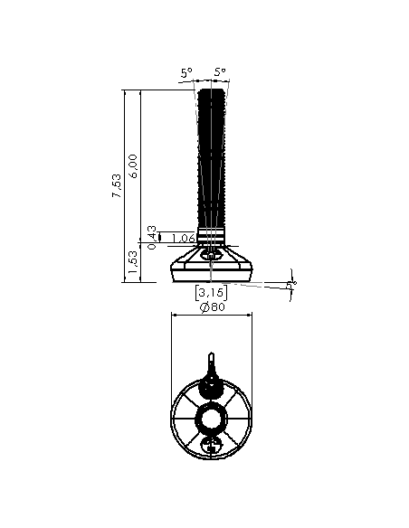 Machine foot HXW080-10-6-PR6211-22D1