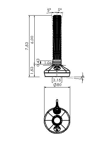 Machine foot HXW080-10-6-PR6211-32D1