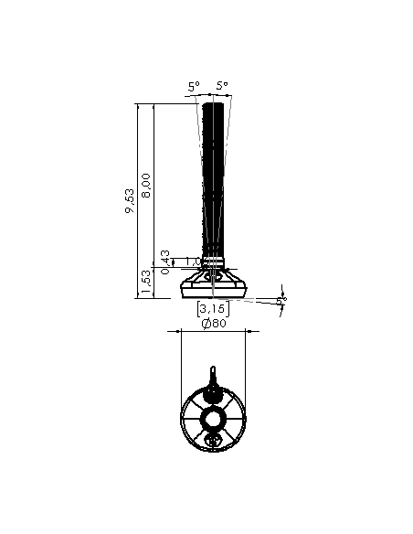 Machine foot HXW080-10-8-PR6211-22D1