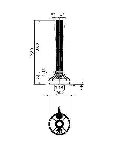 Machine foot HXW080-10-8-PR6211-32D1