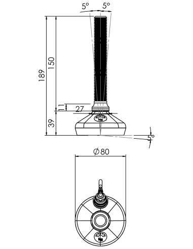 Machine foot HXW080-20-150-PR6211-12D1