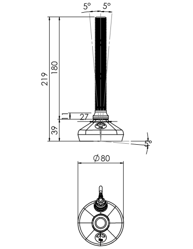 Machine foot HXW080-20-180-PR6211-32D1