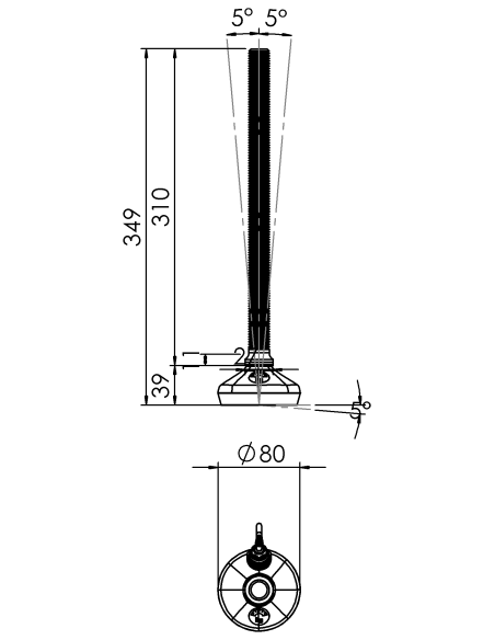 Machine foot HXW080-20-310-PR6211-51D1