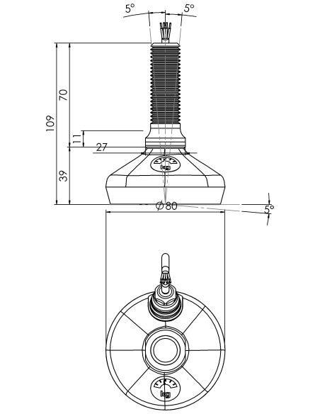 Machine foot HXW080-20-70-PR6211-32D1