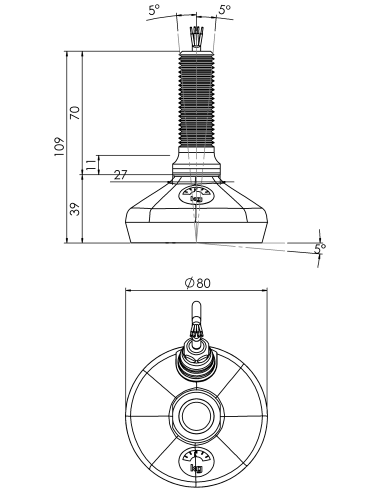 Machine foot HXW080-20-70-PR6211-51D1