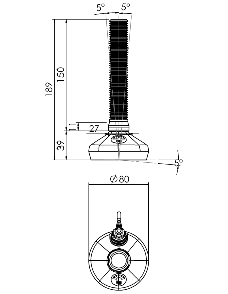 Machine foot HXW080-24-150-PR6211-22D1