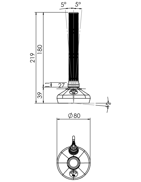 Machine foot HXW080-24-180-PR6211-31D1