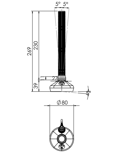 Machine foot HXW080-24-230-PR6211-12D1