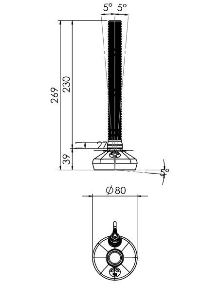 Machine foot HXW080-24-230-PR6211-51D1