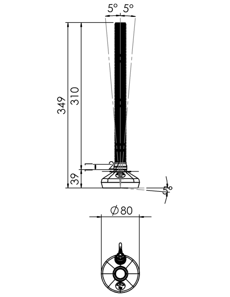 Machine foot HXW080-24-310-PR6211-22D1