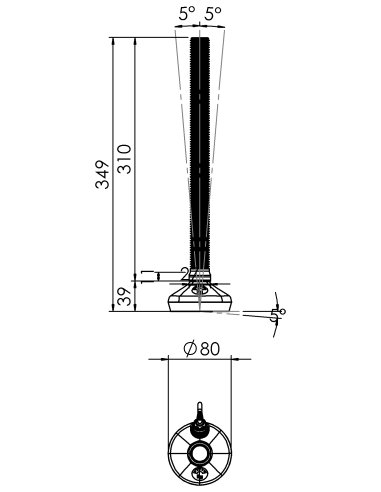 Machine foot HXW080-24-310-PR6211-32D1