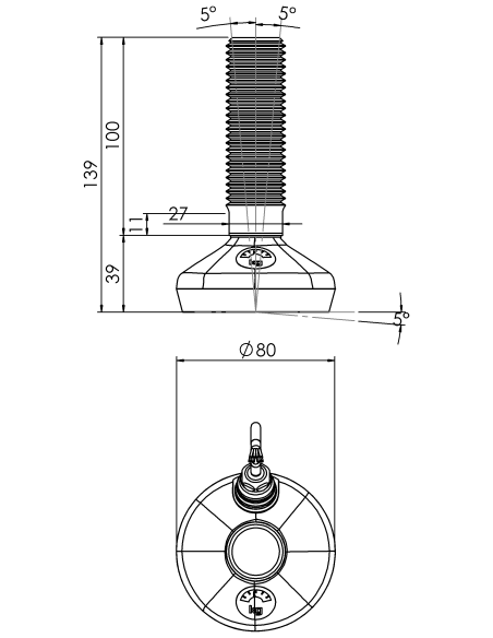 Machine foot HXW080-30-100-PR6211-51D1