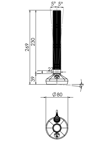 Machine foot HXW080-30-230-PR6211-31D1