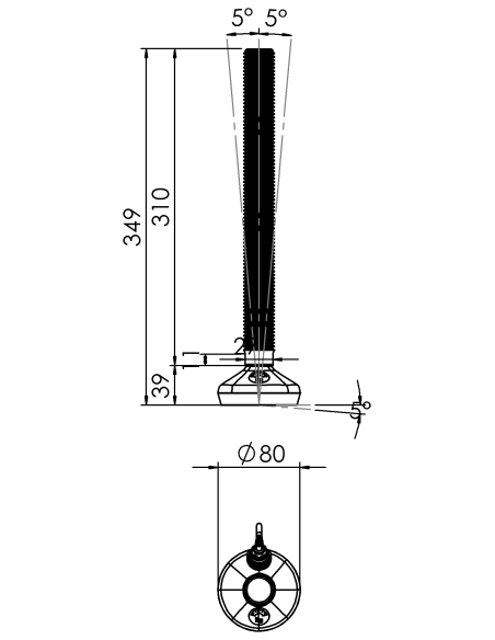 Machine foot HXW080-30-310-PR6211-12D1