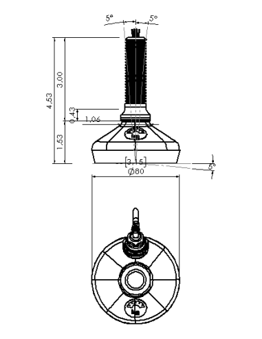 Machine foot HXW080-34-3-PR6211-12D1
