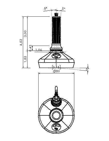 Machine foot HXW080-34-3-PR6211-32D1