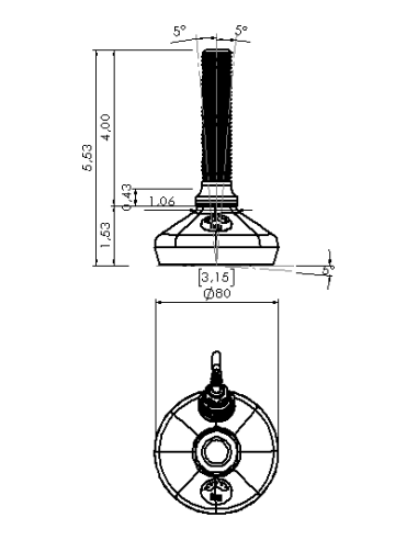 Machine foot HXW080-34-4-PR6211-22D1
