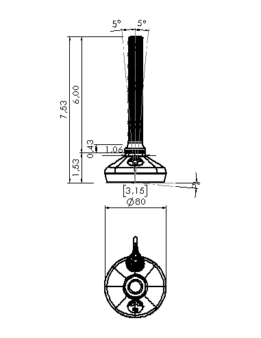Machine foot HXW080-34-6-PR6211-31D1