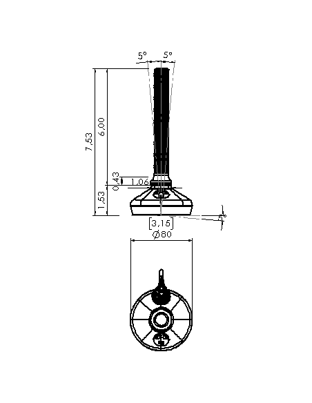 Machine foot HXW080-34-6-PR6211-51D1