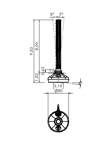 Machine foot HXW080-34-8-PR6211-32D1
