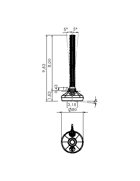 Machine foot HXW080-34-8-PR6211-32D1