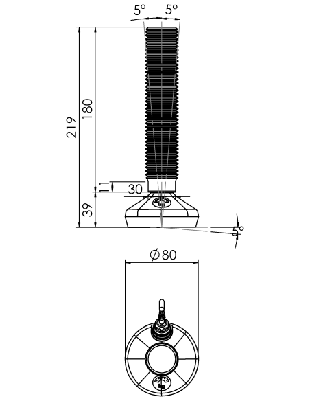 Machine foot HXW080-36-180-PR6211-51D1
