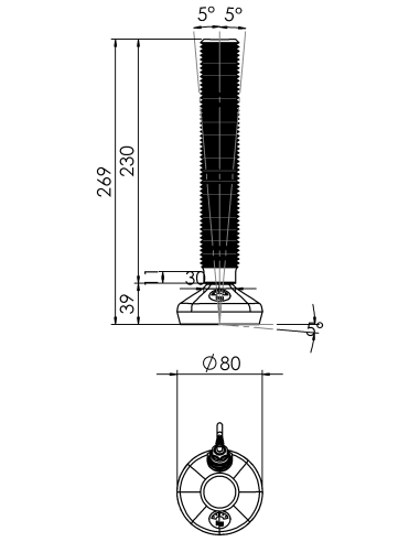 Machine foot HXW080-36-230-PR6211-32D1