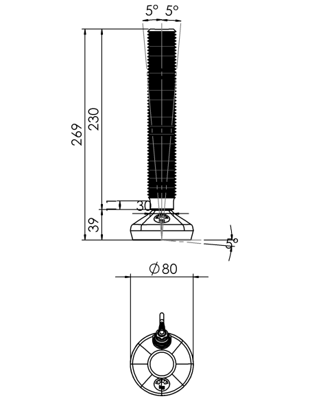 Machine foot HXW080-36-230-PR6211-32D1
