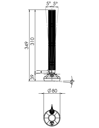 Machine foot HXW080-36-310-PR6211-22D1