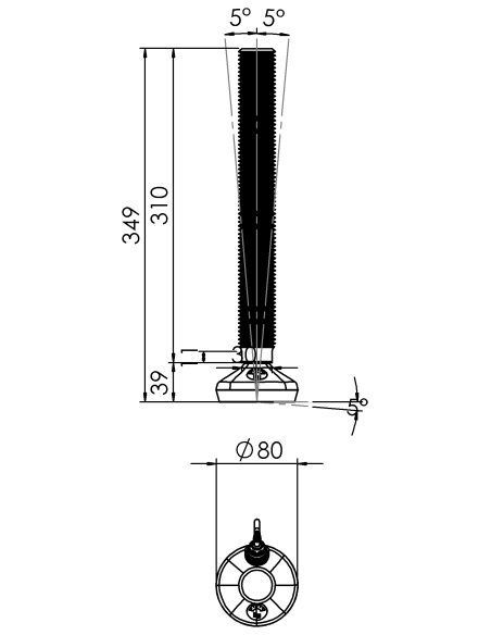Machine foot HXW080-36-310-PR6211-31D1