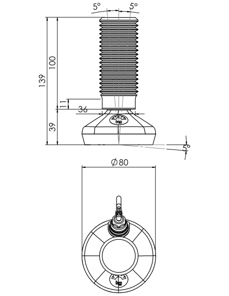 Machine foot HXW080-42-100-PR6211-32D1