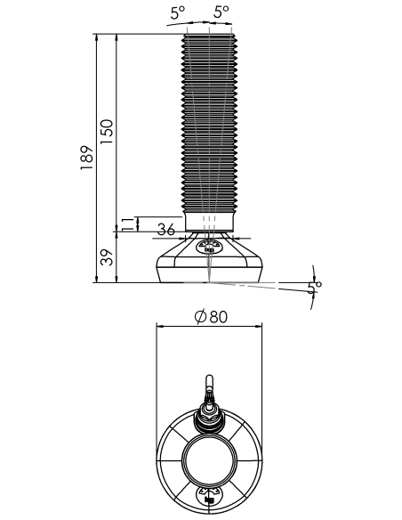 Machine foot HXW080-42-150-PR6211-51D1