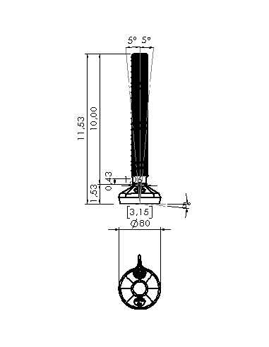 Machine foot HXW080-54-10-PR6211-51D1