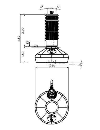 Machine foot HXW080-54-3-PR6211-31D1