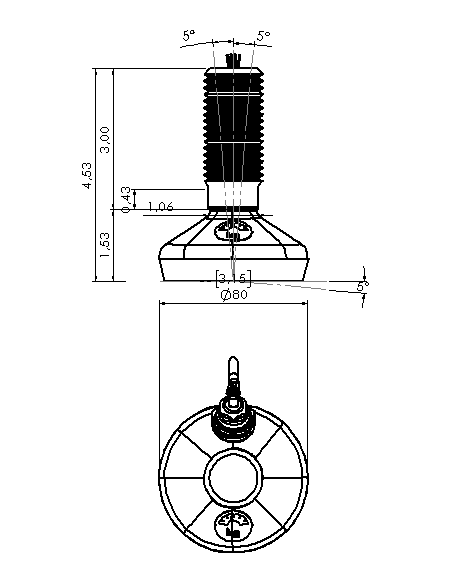 Machine foot HXW080-54-3-PR6211-51D1