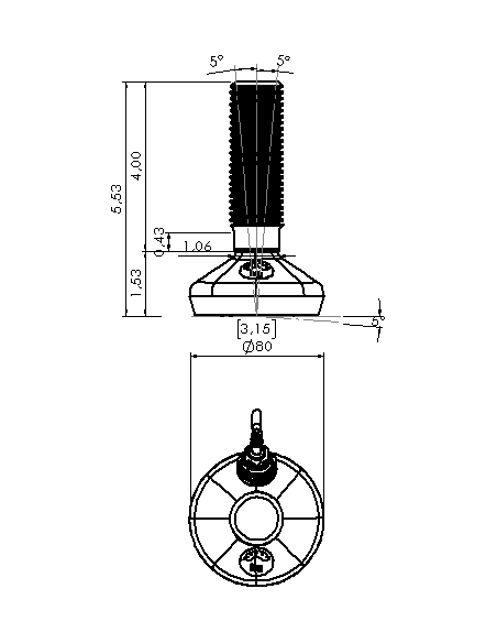 Machine foot HXW080-54-4-PR6211-12D1