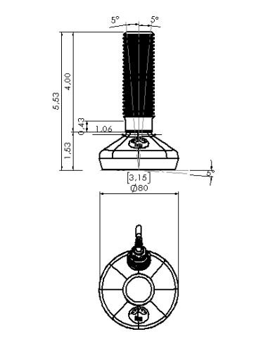 Machine foot HXW080-54-4-PR6211-32D1