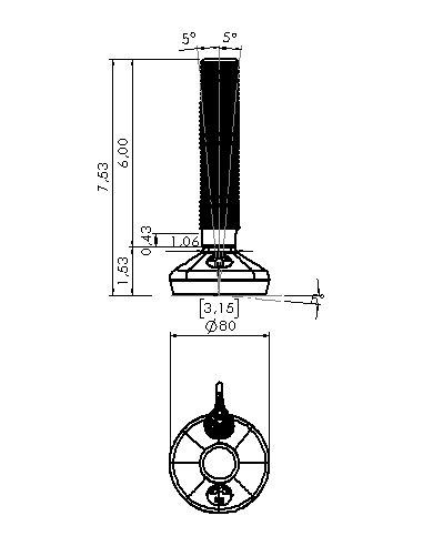 Machine foot HXW080-54-6-PR6211-31D1