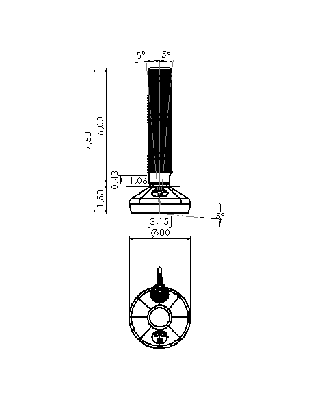 Machine foot HXW080-54-6-PR6211-32D1