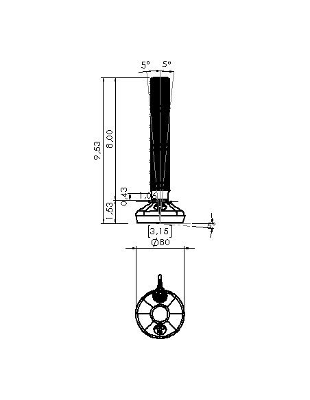 Machine foot HXW080-54-8-PR6211-12D1