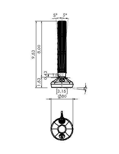 Machine foot HXW080-54-8-PR6211-32D1