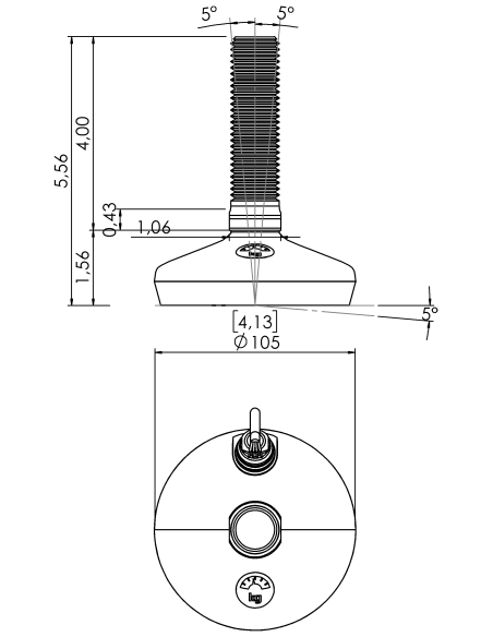 Machine foot HXW105-10-4-PR6211-51D1
