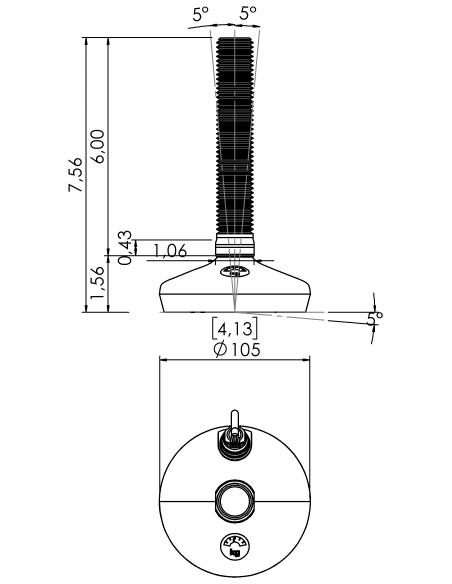 Machine foot HXW105-10-6-PR6211-12D1