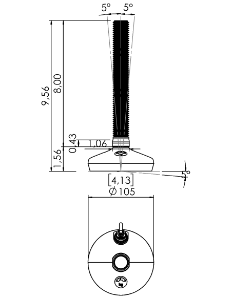 Machine foot HXW105-10-8-PR6211-51D1
