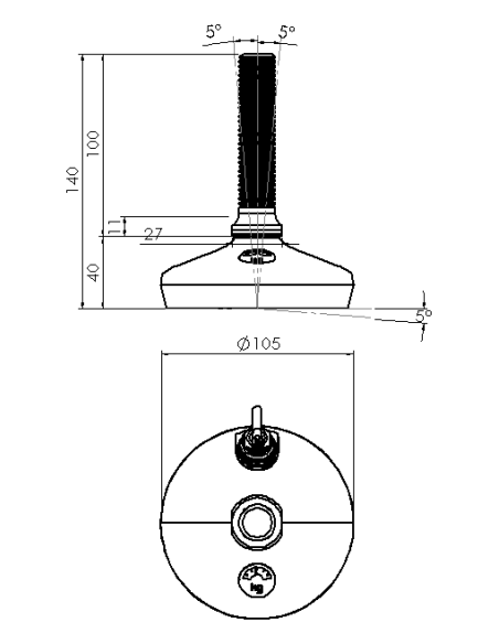 Machine foot HXW105-20-100-PR6211-32D1